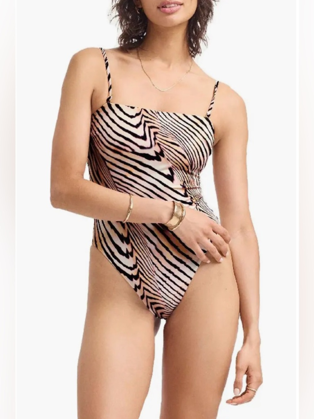 Vitamin A Classic Bandeau One Piece in Shell Stripe